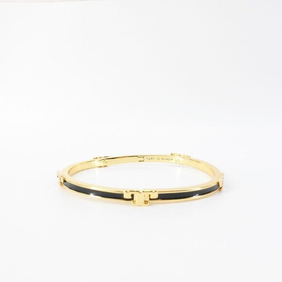 Tory Burch Serif-T Enameled Stackable Bracelet Black OS - Picture 8 of 12